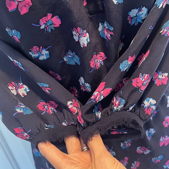 Rebecca Taylor Navy Blue Floral Dress Size 4 - Picture 4 of 10